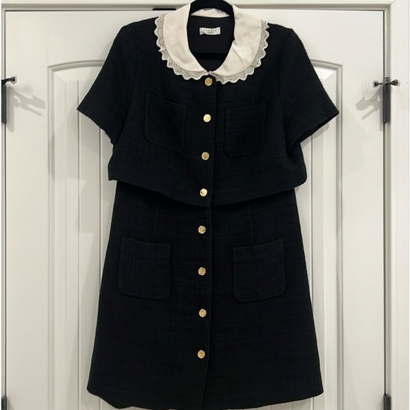 AMAZING! ‘SANDRO Paris’ Peter Pan Collar Black Tweed Dress! Size 42! - Picture 4 of 16